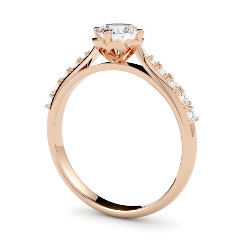 Pierścionek z diamentem Mila z różowego złota 750 – wykonany w szczecińskiej manufakturze biżuterii